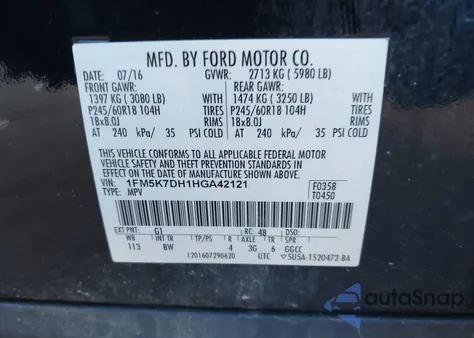 2017 Ford Explorer Xlt z USA, uszkodzony, nr VIN 1FM5K7DH1HGA42121